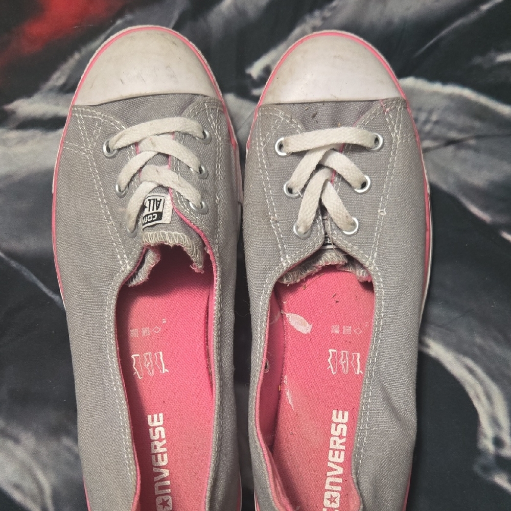 Converse Gray and Pink Canvas Slip-Ons